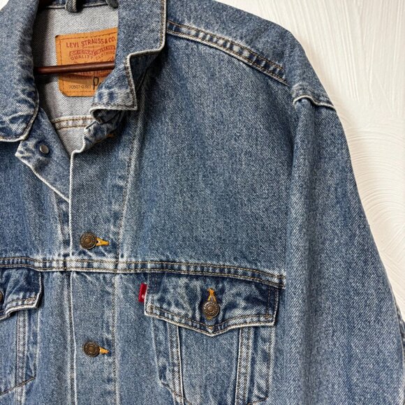 Vintage Levis USA Made 70507-0389 Blue Relaxed Trucker Denim Jacket Mens 80s 90s - Picture 3 of 12